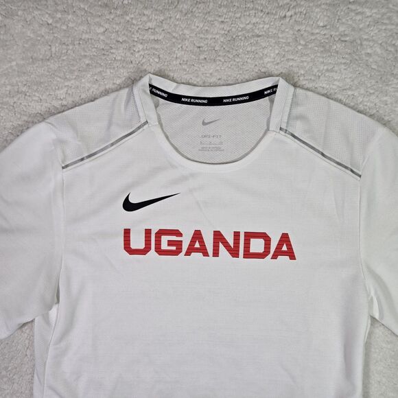 Nike Pro Elite Uganda Team Issued Running White T Shirt CU8875-100 Mens Small - Picture 2 of 7